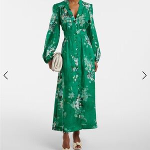 Zimmermann Green Floral Long Sleeve Dress